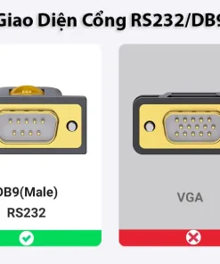 Phân biệt cổng RS232 DB9 male và cổng VGA trên cáp USB sang RS232 Ugreen CR104