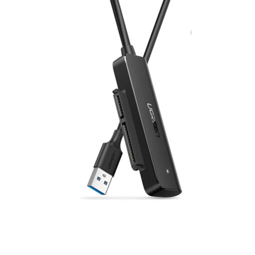 Cáp chuyển USB 3.0 sang SATA III Ugreen 70609 hỗ trợ ổ cứng HDD SSD 2.5 inch, tốc độ 5Gbps, màu đen.