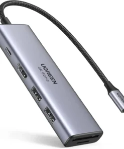 Bộ chuyển USB Type C 6 trong 1 Ugreen 60384 hub cao cấp hỗ trợ HDMI 4K@60Hz, USB 3.0, SD/TF, PD 100W, thiết kế nhôm nguyên khối