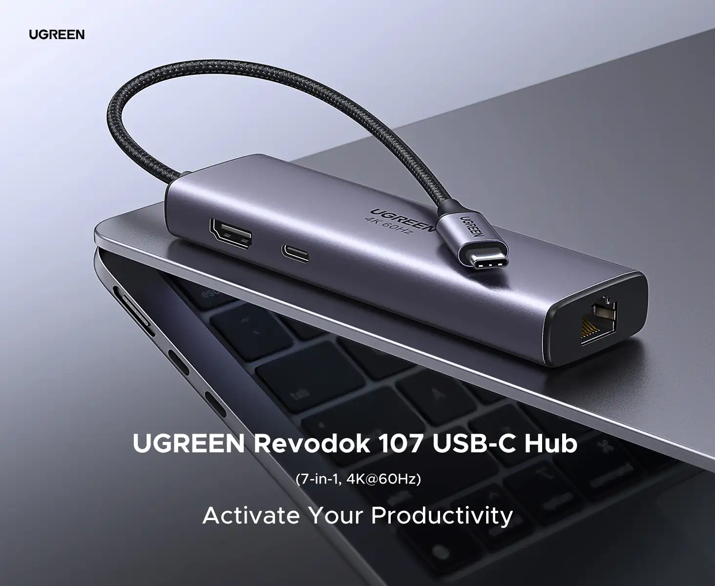 Bộ chuyển USB Type C 7 trong 1 Ugreen Revodok 107 USB-C Hub 4K@60Hz, thiết kế cao cấp, tối ưu cho MacBook