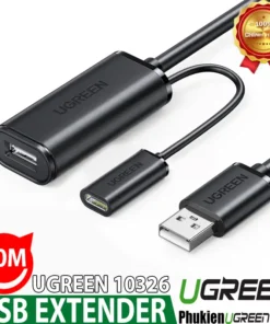Cáp USB 2.0 Nối Dài 30M Ugreen 10326 Có Chip Khuếch Đại Tín Hiệu FE1.1s, USB-A Male to Female