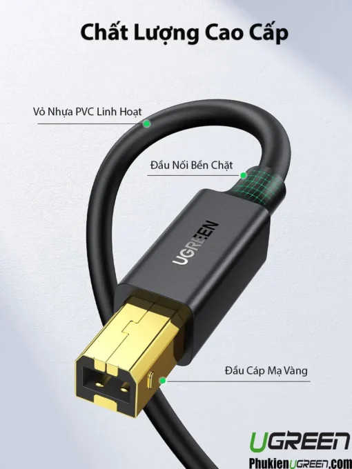 chat luong cao cap cap may in ugreen us135 vo nhua pvc linh hoat dau noi ben chat dau cap ma vang
