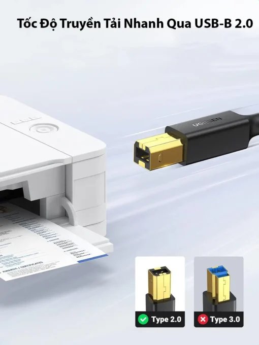 toc do truyen tai nhanh qua usb b 2.0 cap may in ugreen us135 phan biet type 2.0 va 3.0