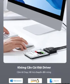 Cáp chuyển USB 3.0 sang SATA Ugreen 20611 CR108 cắm là nhận, không cần cài đặt driver, hỗ trợ Windows, MacOS, Linux