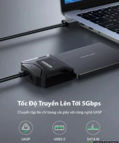 Cáp USB 3.0 to SATA Ugreen 20611 CR108 tốc độ truyền dữ liệu lên tới 5Gbps, hỗ trợ UASP, kết nối SSD nhanh cho laptop