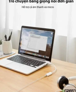 USB Sound Card Ugreen 30712 dùng cho MacBook, hỗ trợ micro và tai nghe 3.5mm để trò chuyện bằng giọng nói