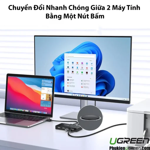 Chuyển đổi nhanh giữa 2 máy tính bằng một nút bấm với thiết bị chia sẻ USB Ugreen 30767 30768