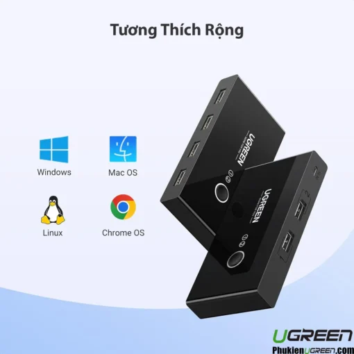 Thiết bị chia sẻ USB Ugreen 30767, 30768 tương thích Windows, Mac OS, Linux, Chrome OS