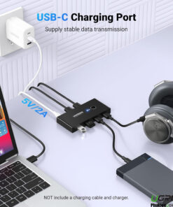 Thiết bị chia sẻ USB 3.0 Ugreen 30768 hỗ trợ cổng sạc USB-C 5V 2A truyền dữ liệu ổn định