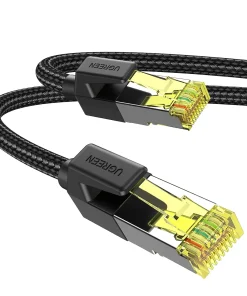 Cáp mạng Ugreen NW150 Cat7 F/FTP bọc Nylon đúc sẵn 2 đầu RJ45 mạ vàng – SKU 80420 80421 80423 80424 80425 30791 – tốc độ 10Gbps, băng thông 600MHz, dây chống nhiễu