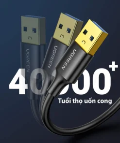 Cáp USB 3.0 2 đầu đực Ugreen US128 – Độ bền uốn cong trên 40.000 lần, đầu USB mạ vàng, truyền dữ liệu siêu tốc