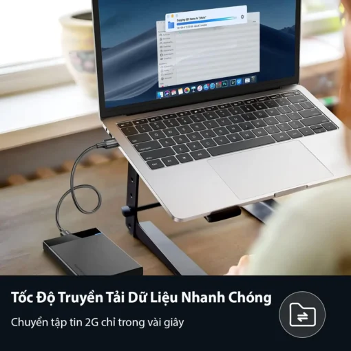 Cáp USB 3.0 2 đầu đực Ugreen US128 – Ảnh thực tế truyền dữ liệu tốc độ cao, chuyển file 2GB trong vài giây, kết nối ổ cứng và laptop