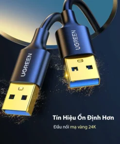 Cáp USB 3.0 2 đầu đực Ugreen US128 – Đầu mạ vàng 24K, truyền tín hiệu ổn định, chính hãng, chống oxy hóa
