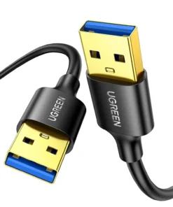 Cận cảnh đầu cáp USB 3.0 2 đầu đực Ugreen US128 – USB Male to Male, đầu mạ vàng 24K, truyền dữ liệu 5Gbps, chính hãng