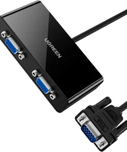 Bộ chia VGA 1 ra 2 Ugreen 20918 chính hãng, thiết kế nhỏ gọn, 2 cổng VGA out, vỏ nhựa bóng cao cấp, truyền tín hiệu hình ảnh sắc nét