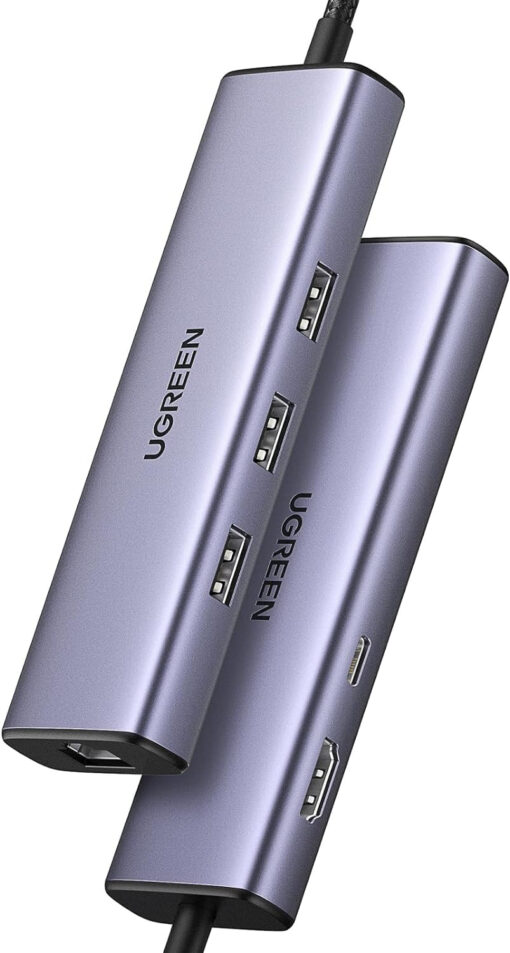 Thiết kế hub USB-C Ugreen 15598 vỏ nhôm, 3 cổng USB 3.0, cổng LAN, HDMI, sạc PD – ảnh chi tiết sản phẩm