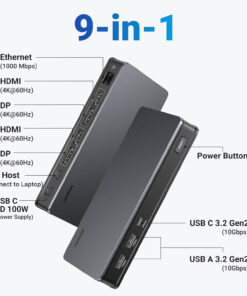 bo-dock-chuyen-doi-usb-c-9-trong-1-ugreen-90912-ho-tro-2displayport-4k60hz-2hdmi-4k60hz-rj45-pd-100w1xusb-c-10gbps-2usb-a-10gbps