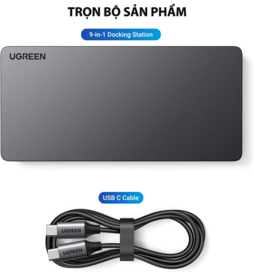 bo-dock-chuyen-doi-usb-c-9-trong-1-ugreen-90912-ho-tro-2displayport-4k60hz-2hdmi-4k60hz-rj45-pd-100w1xusb-c-10gbps-2usb-a-10gbps