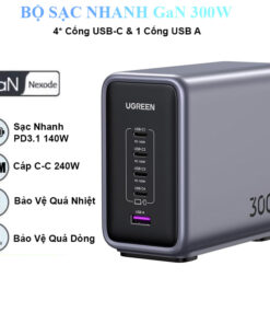Củ Sạc Nhanh 300W 4 Cổng USB-C 1 Cổng USB A Ugreen 90903B
