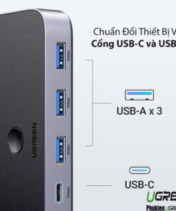 Thiết Bị Chia Sẻ 3 Cổng USB 3.0 + 1 Cổng USB-C Dùng Chung Cho 2 Máy Tính Ugreen 15705 CM662