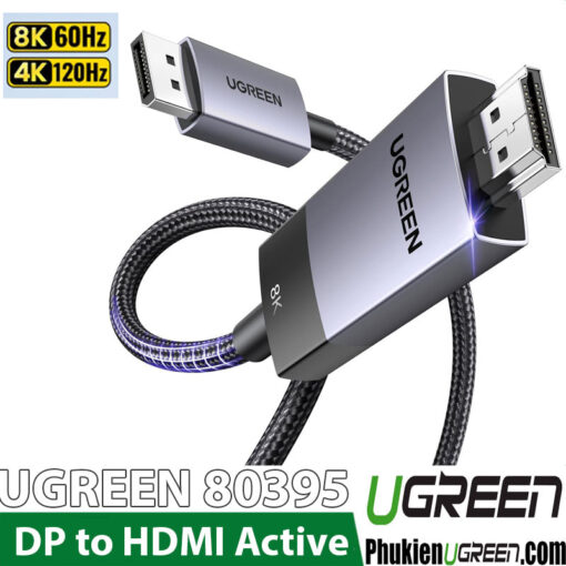 Cáp Chuyển Displayport Sang HDMI Có Active Hỗ Trợ 8K@60Hz, 4K@120Hz Ugreen DP115