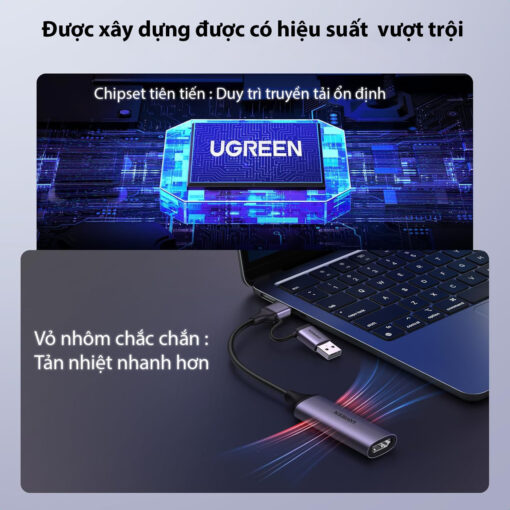 Cáp Ghi Hình Livestream HDMI to USB-A /Type-C Hỗ Trợ Full HD 1080P@60Hz Ugreen 25854 CM716