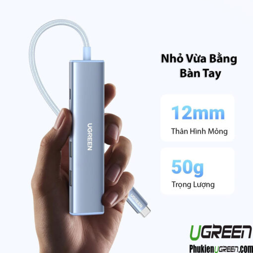 Hub USB-C 5-in-1 Hỗ Trợ HDMI 4K@30Hz, 3 Cổng USB 3.0 + Sạc PD 100W Ugreen 35581 CM478