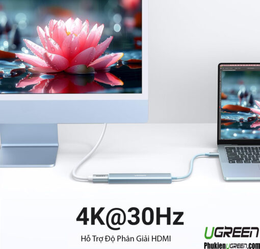 Hub USB-C 5-in-1 Hỗ Trợ HDMI 4K@30Hz, 3 Cổng USB 3.0 + Sạc PD 100W Ugreen 35581 CM478