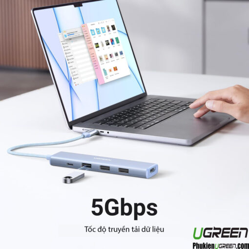 Hub USB-C 5-in-1 Hỗ Trợ HDMI 4K@30Hz, 3 Cổng USB 3.0 + Sạc PD 100W Ugreen 35581 CM478