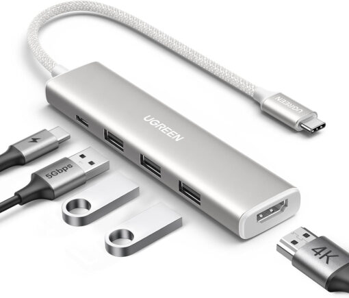 Hub USB Type C 5 Trong 1 Hỗ Trợ HDMI 4K@30Hz và 2 cổng USB 3.0 Kèm Cổng Sạc Ngược USC-C PD 100W Ugreen 35580 CM478