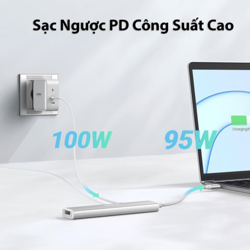 Hub USB Type C 5 Trong 1 Hỗ Trợ HDMI 4K@30Hz và 2 cổng USB 3.0 Kèm Cổng Sạc Ngược USC-C PD 100W Ugreen 35580 CM478