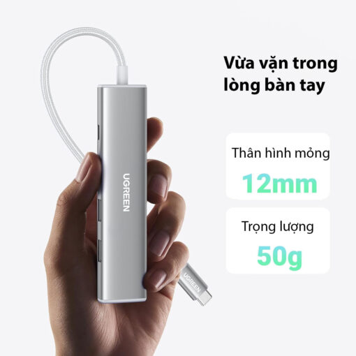 Hub USB Type C 5 Trong 1 Hỗ Trợ HDMI 4K@30Hz và 2 cổng USB 3.0 Kèm Cổng Sạc Ngược USC-C PD 100W Ugreen 35580 CM478