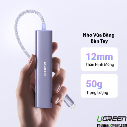 Hub USB-C 5 in 1 Hỗ Trợ HDMI 4K, 3x USB 3.0, USB-C PD 100W Ugreen 35582 CM478