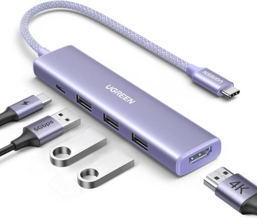 Hub USB-C 5 in 1 Hỗ Trợ HDMI 4K, 3x USB 3.0, USB-C PD 100W Ugreen 35582 CM478