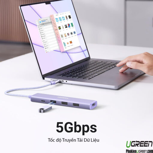 Hub USB-C 5 in 1 Hỗ Trợ HDMI 4K, 3x USB 3.0, USB-C PD 100W Ugreen 35582 CM478