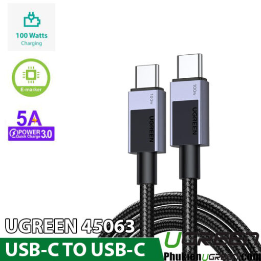 Cáp Sạc Nhanh USB C to USB C 100W Dây Bện Nylon Ugreen 45063