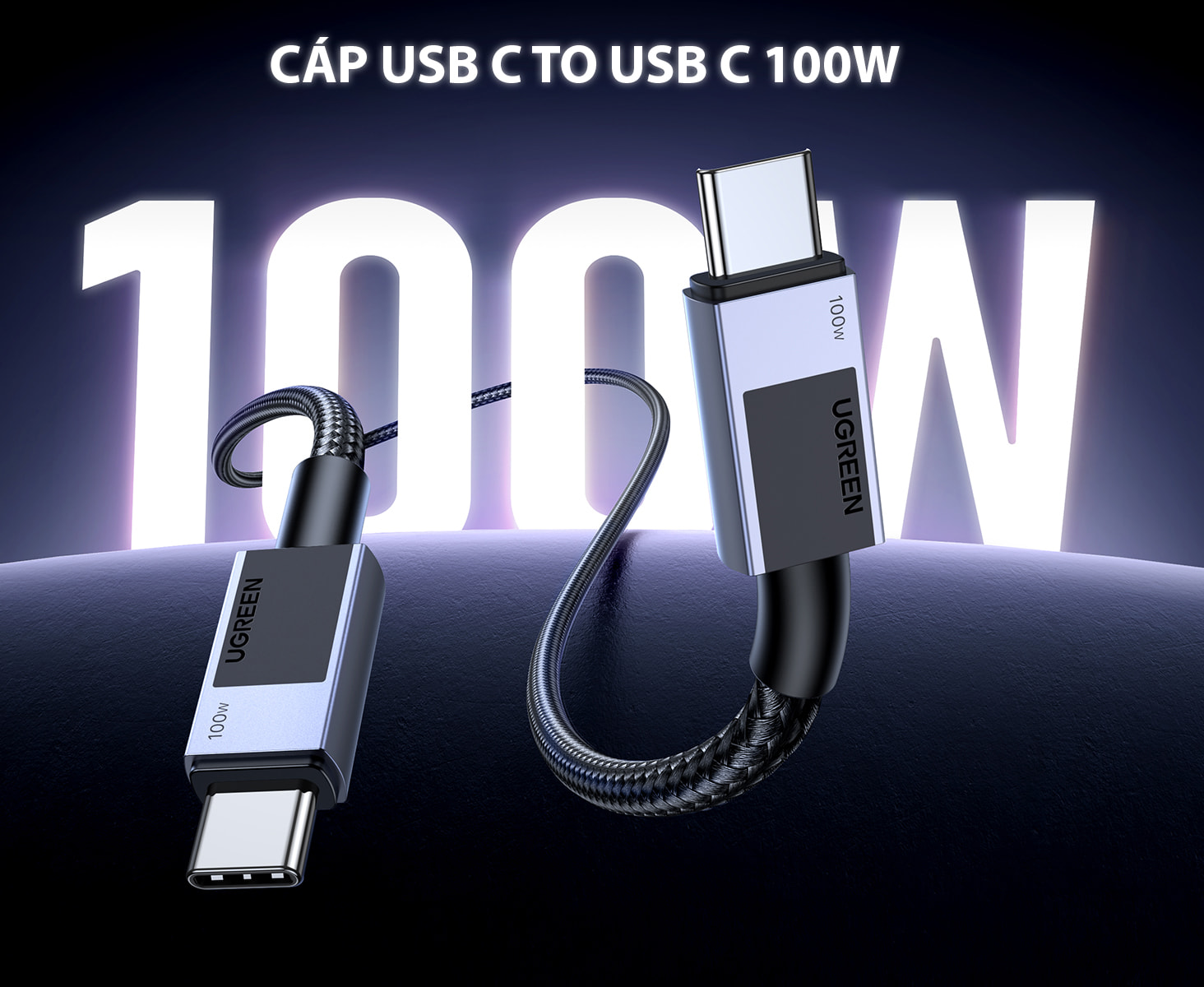 Cáp Sạc Nhanh USB C to USB C 100W Dây Bện Nylon Ugreen 45063