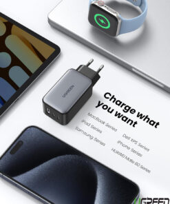 Bộ Sạc Nhanh GaN 65W 3 Cổng bao gồm 2 Cổng USB-C 1 Cổng USB A Ugreen 10335