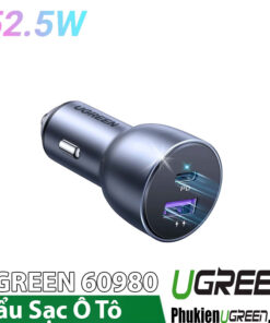 Tẩu Sạc Nhanh Cho Ô Tô 2 Cổng USB-C và USB A 52.5W Ugreen 60980