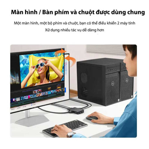 Bộ Gộp 2 VGA Sang 1 Màn Hình Có KVM Ugrene 90490
