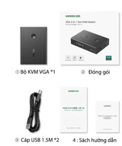 Bộ Gộp 2 VGA Sang 1 Màn Hình Có KVM Ugrene 90490