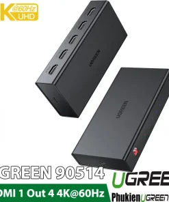 Bộ chia HDMI Ugreen 90514 chuẩn HDMI 2.0, hỗ trợ 1 ra 4 màn hình 4K@60Hz