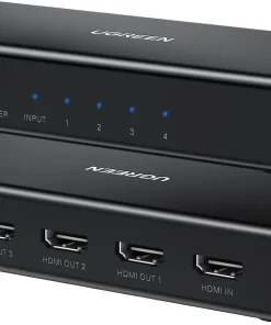 Bộ chia HDMI Ugreen 90514 hỗ trợ 1 vào 4 ra, độ phân giải 4K@60Hz, trang bị công tắc EDID và cổng HDMI In/Out
