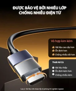 Cáp HDMI 2.0 Sợi Quang Dài 60M Hỗ Trợ 4K@60Hz HDR 18Gbps Ugreen 45510 21 Cáp HDMI Sợi Quang Ugreen HD178 – HDMI Optical Fiber Cable 2.0 chống nhiễu điện từ, vỏ hợp kim kẽm cao cấp, ổn định hơn, chống nhiễu tốt hơn. Hỗ trợ 4K 60Hz HDR, 18Gbps, dài 10–100m (Ugreen 45503–45512).