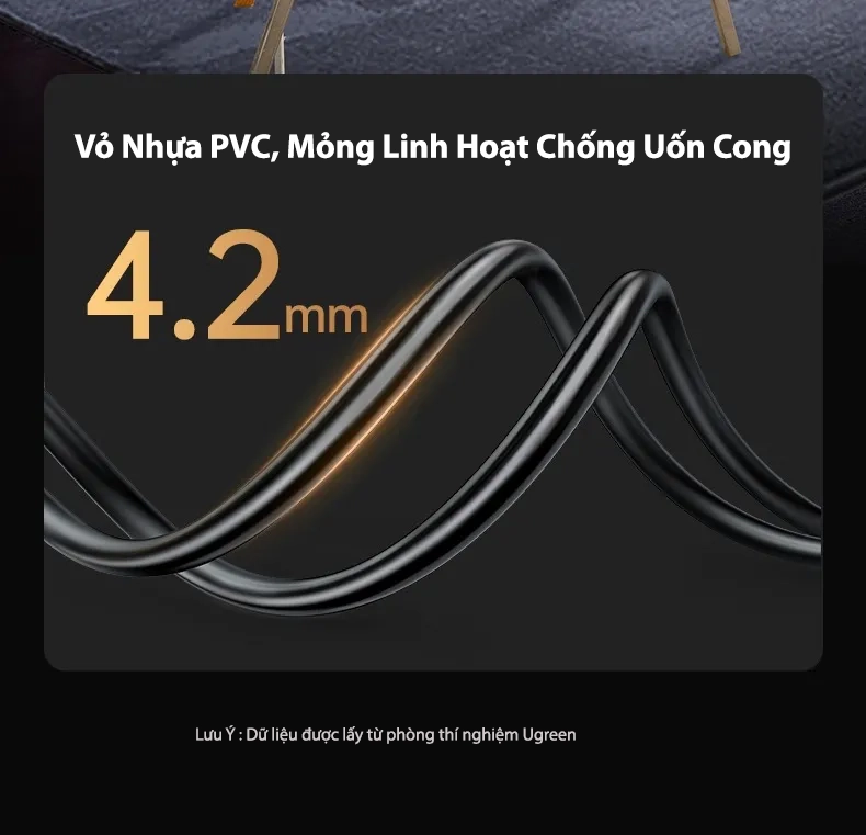 Cáp HDMI 2.0 Sợi Quang Dài 60M Hỗ Trợ 4K@60Hz HDR 18Gbps Ugreen 45510 10 Cáp HDMI Sợi Quang Ugreen HD178 – HDMI Optical Fiber Cable 2.0, vỏ nhựa PVC dẻo dai 4.2mm, mỏng linh hoạt chống uốn cong, dễ lắp đặt, truyền tín hiệu 4K 60Hz ổn định. Gồm các mã Ugreen 45503–45512 (10–100m).