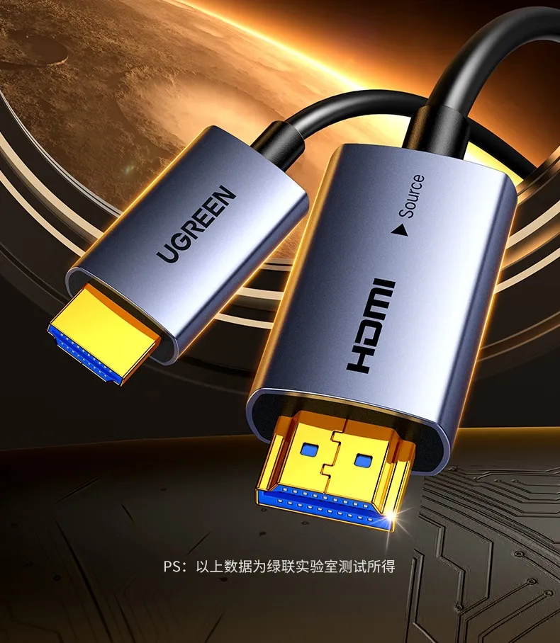 Cáp HDMI 2.0 Sợi Quang Dài 60M Hỗ Trợ 4K@60Hz HDR 18Gbps Ugreen 45510 4 Cáp HDMI Sợi Quang Ugreen HD178 – HDMI Optical Fiber Cable 2.0 thiết kế một chiều Source/Display, đầu mạ vàng 24K, truyền tín hiệu 4K 60Hz HDR ổn định, băng thông 18Gbps. Các mã: Ugreen 45503–45512 (10–100m).