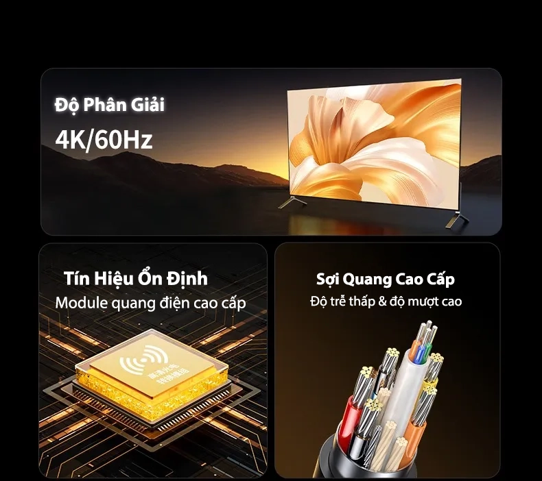 Cáp HDMI 2.0 Sợi Quang Dài 60M Hỗ Trợ 4K@60Hz HDR 18Gbps Ugreen 45510 8 Cáp HDMI Sợi Quang Ugreen HD178 – HDMI Optical Fiber Cable 2.0 hỗ trợ 4K 60Hz, trang bị module quang điện cao cấp giúp tín hiệu ổn định, sử dụng sợi quang chất lượng cao độ trễ thấp, truyền hình ảnh mượt mà, dài 10–100m (Ugreen 45503–45512).