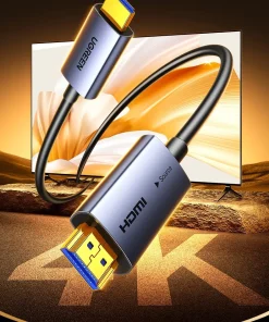 Cáp HDMI Sợi Quang Ugreen HD178 – HDMI Optical Fiber Cable AOC hỗ trợ 4K HDR 60Hz, truyền hình ảnh sắc nét và màu sắc trung thực, đầu mạ vàng 24K, vỏ hợp kim nhôm, tín hiệu ổn định qua sợi quang chủ động, dài 10–100m (Ugreen 45503–45512).