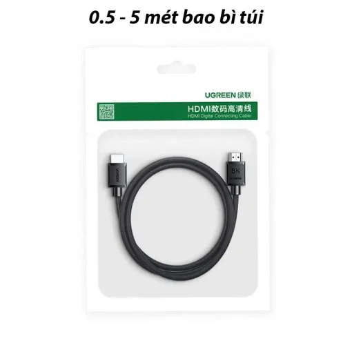Bao bì túi Cáp HDMI 2.1 8K Ugreen HD175 – Ugreen 45429, 55406, 45430, 45431, 45432, 45433, 45434, 45435, 45436, 45437 – đóng gói túi nhựa cho chiều dài 0.5m đến 5m, chính hãng Ugreen