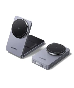 Hình ảnh sản phẩm Ugreen 45056 – Đế sạc không dây MagSafe 2in1, sạc nhanh 15W cho iPhone và AirPods, thiết kế hợp kim nhôm cao cấp, tản nhiệt tốt.